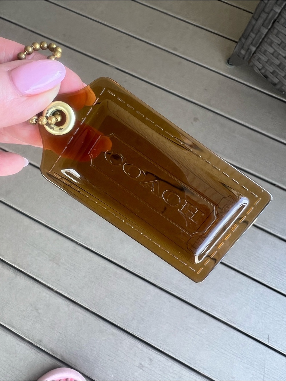 Coach Clear Brown/Gold Hangtag Key Chain